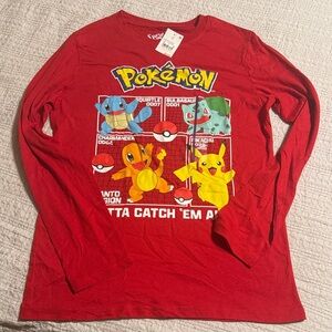 Pokemon Red Long Sleeve Tee with Characters